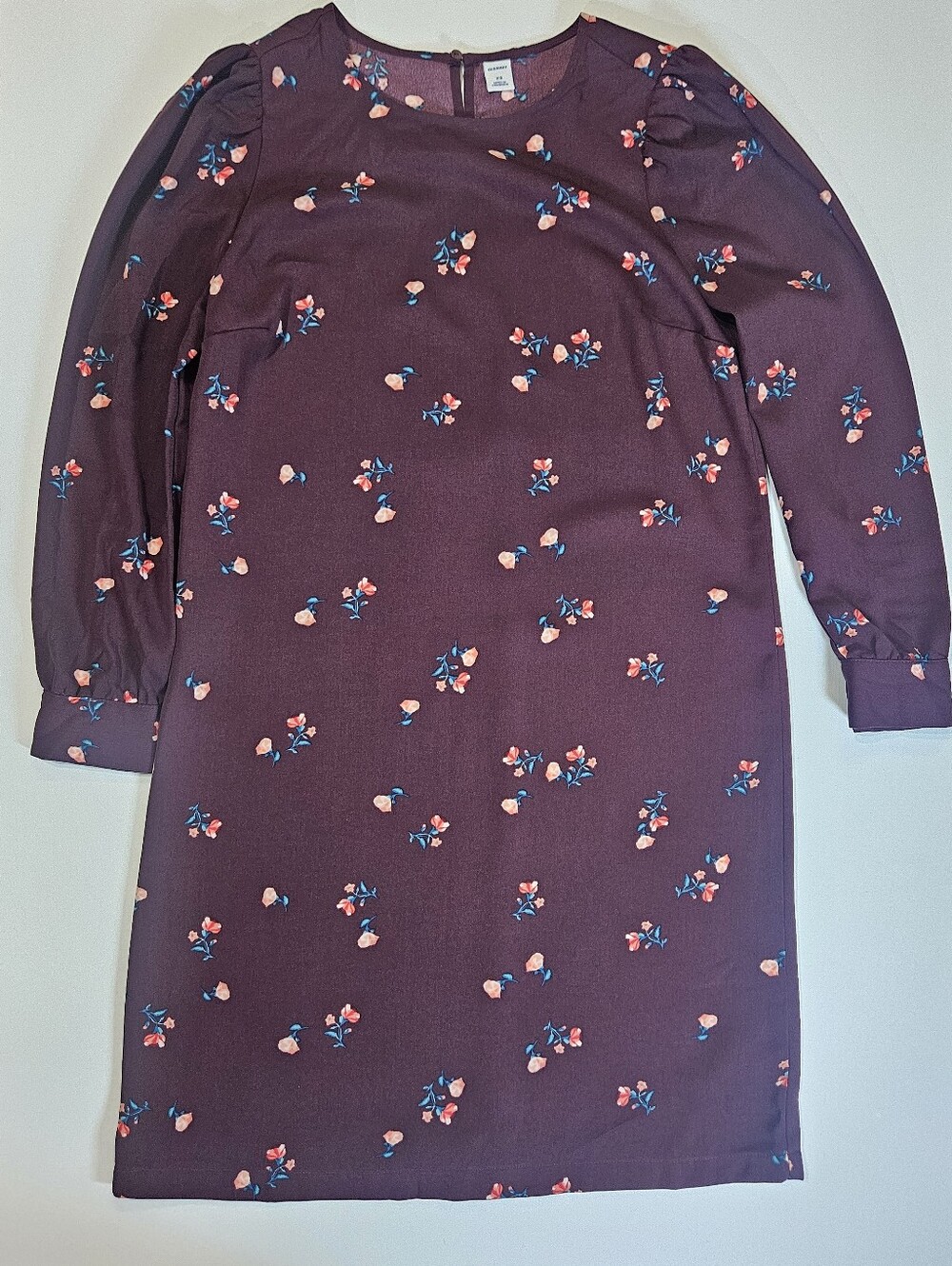 Old Navy Shift Dress Womens XS Burgundy Pink Blue Ditsy Floral Boho Cottagecore